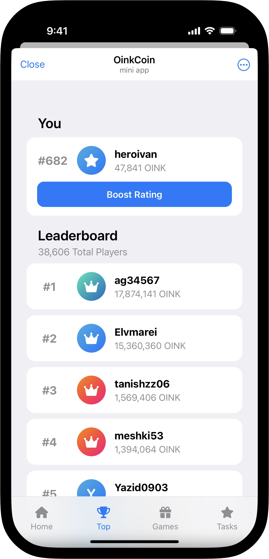 OinkCoin Global Leaderboard - Compete with players worldwide